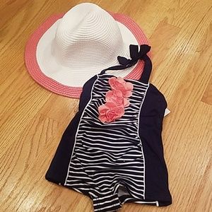 BNWT Janie & Jack swimsuit & floppy beach hat